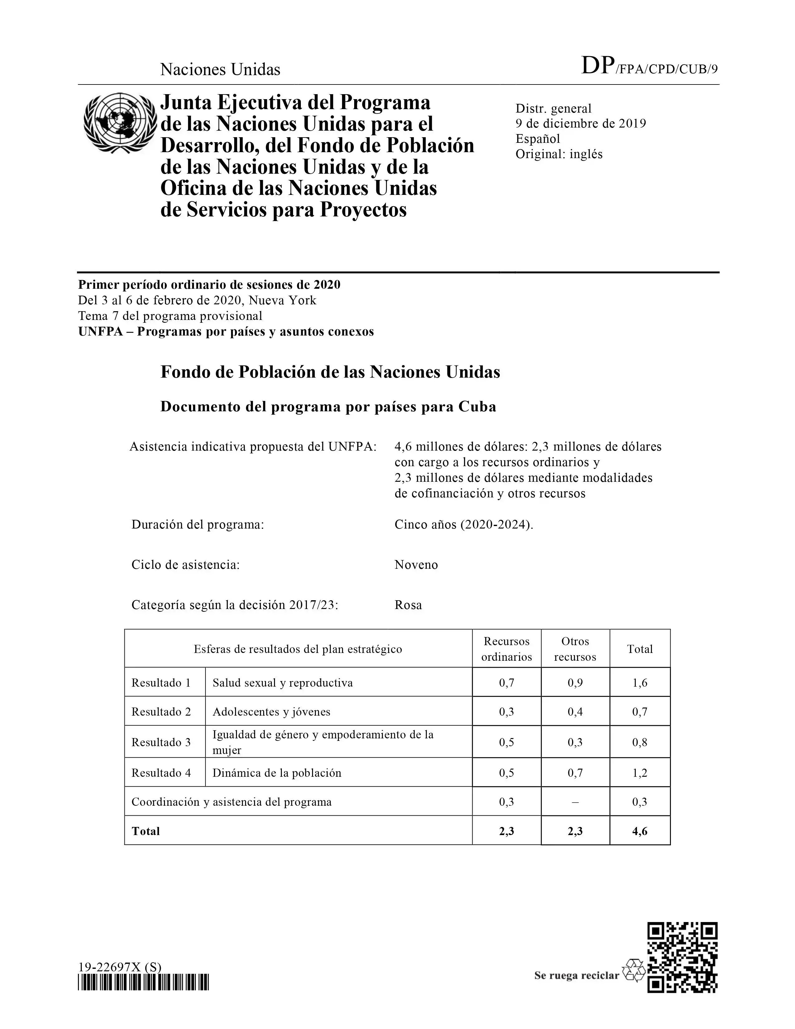 Programa de País del UNFPA para Cuba (2020-2024)